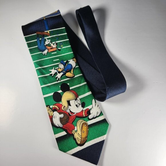 Mickey Mouse Football Necktie Men's 100% Silk Tie Made in Korea Mickey &… Co - Picture 2 of 11